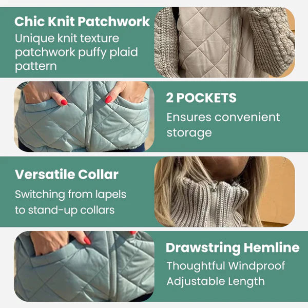 Brit & Boho™ I Madon Knit Patchwork Puffy Jacket Brit & Boho | Fashion & Boutique