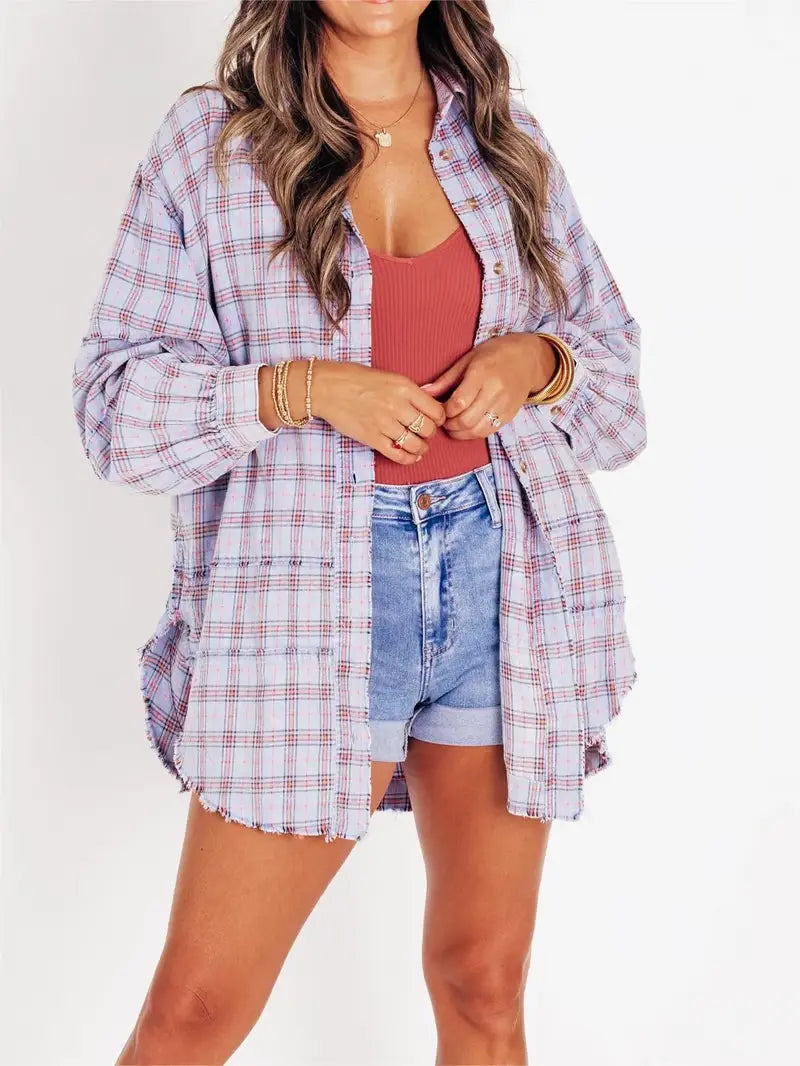 Brit & Boho™️ I Down Plaid Funnel Shirt Brit & Boho | Fashion & Boutique