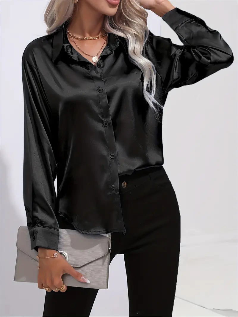 Brit & Boho™ I Sam Lapel-collar Satin Shirt Brit & Boho | Fashion & Boutique