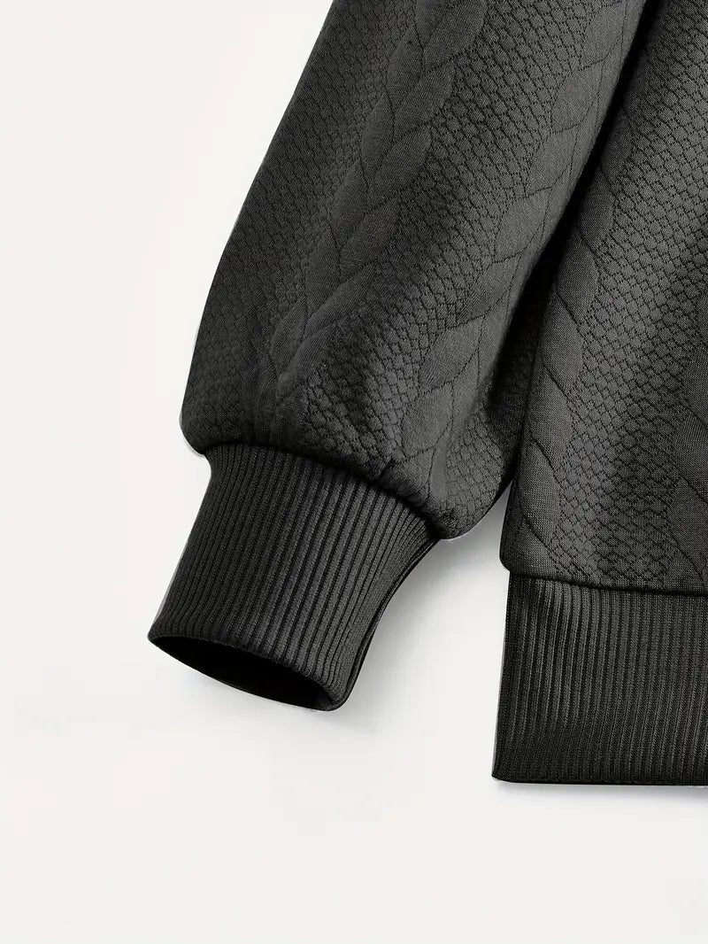 Brit & Boho™️ | Casual Jacquard Quarter-Zip Pullover Brit & Boho | Fashion & Boutique