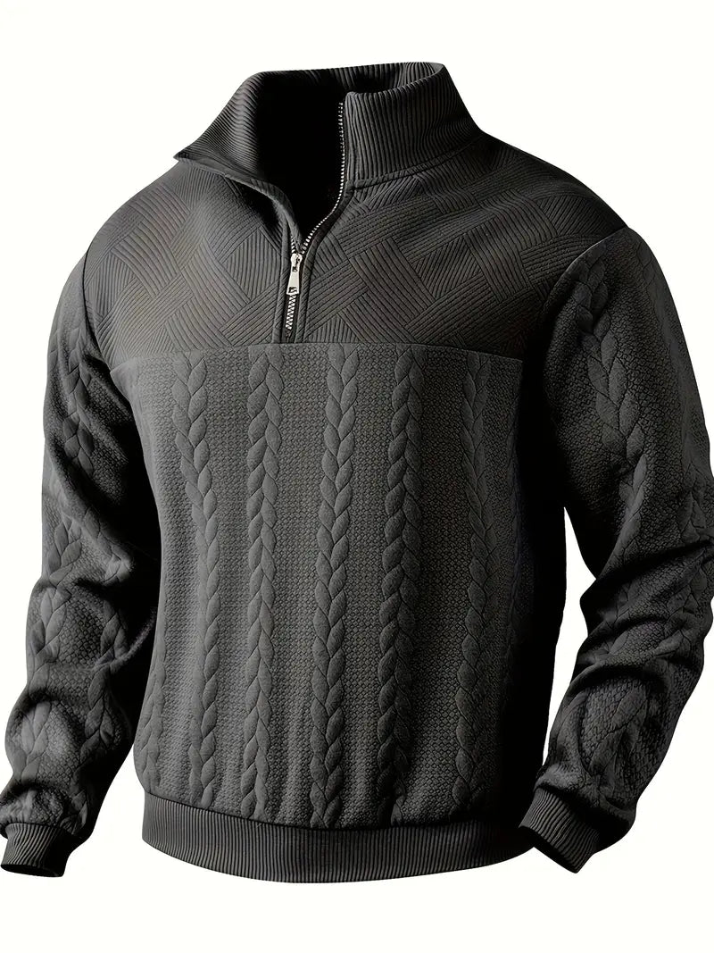 Brit & Boho™️ | Casual Jacquard Quarter-Zip Pullover Brit & Boho | Fashion & Boutique