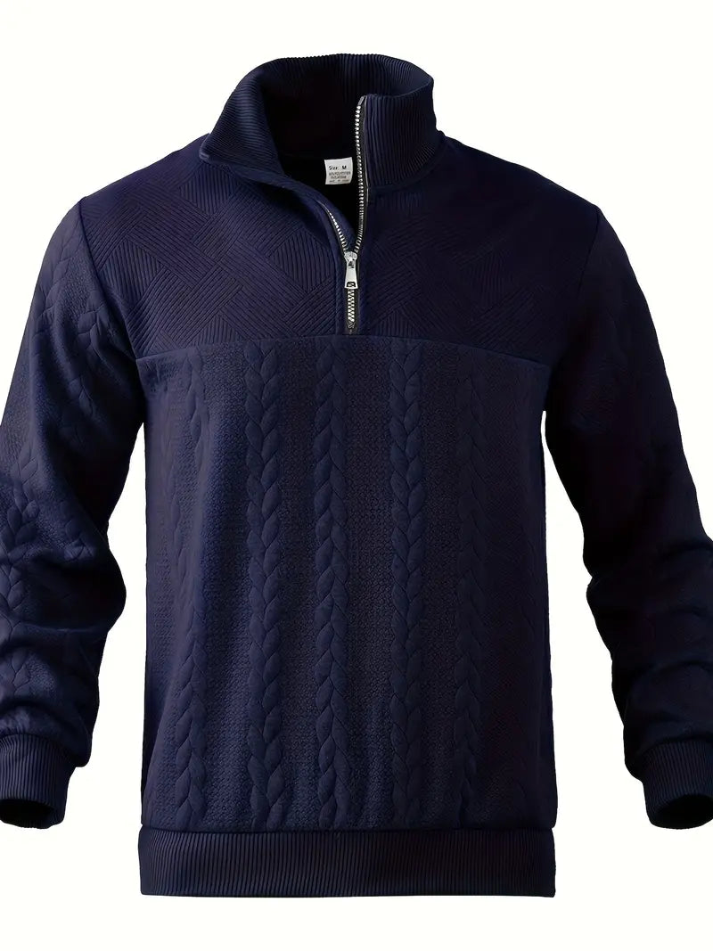 Brit & Boho™️ | Casual Jacquard Quarter-Zip Pullover Brit & Boho | Fashion & Boutique