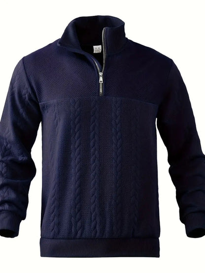 Brit & Boho™️ | Casual Jacquard Quarter-Zip Pullover Brit & Boho | Fashion & Boutique