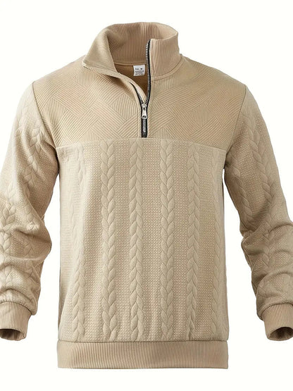 Brit & Boho™️ | Casual Jacquard Quarter-Zip Pullover Brit & Boho | Fashion & Boutique