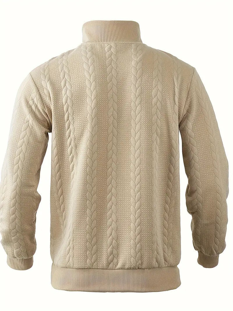 Brit & Boho™️ | Casual Jacquard Quarter-Zip Pullover Brit & Boho | Fashion & Boutique