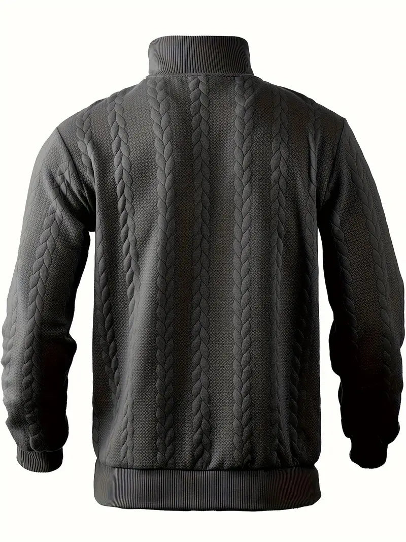 Brit & Boho™️ | Casual Jacquard Quarter-Zip Pullover Brit & Boho | Fashion & Boutique