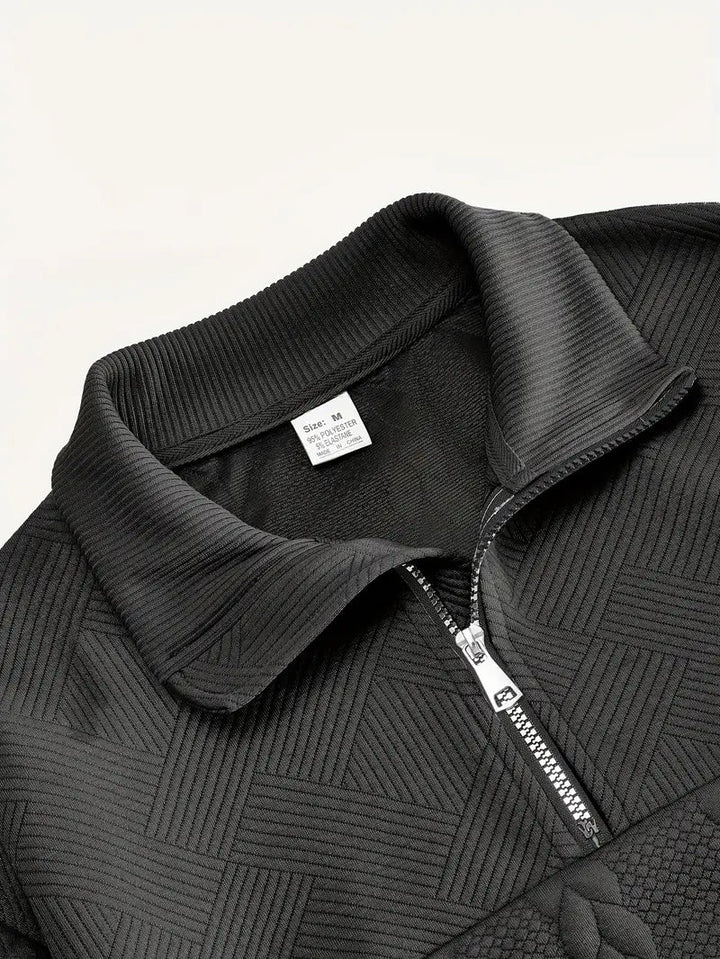 Brit & Boho™️ | Casual Jacquard Quarter-Zip Pullover Brit & Boho | Fashion & Boutique