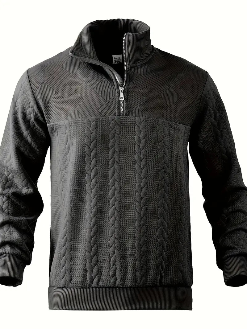 Brit & Boho™️ | Casual Jacquard Quarter-Zip Pullover Brit & Boho | Fashion & Boutique