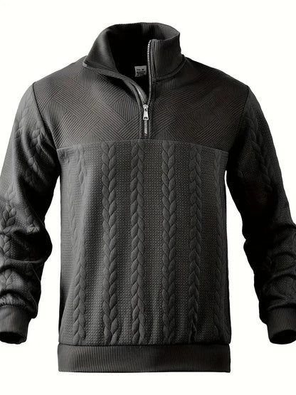 Brit & Boho™️ | Casual Jacquard Quarter-Zip Pullover Brit & Boho | Fashion & Boutique