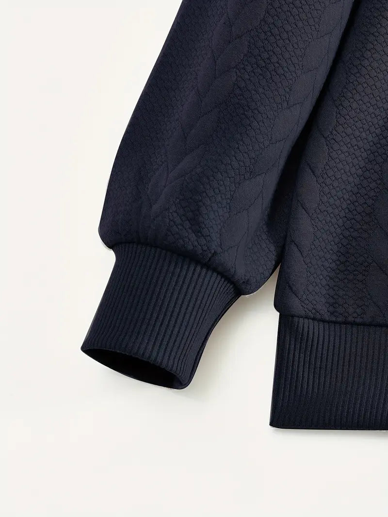 Brit & Boho™️ | Casual Jacquard Quarter-Zip Pullover Brit & Boho | Fashion & Boutique