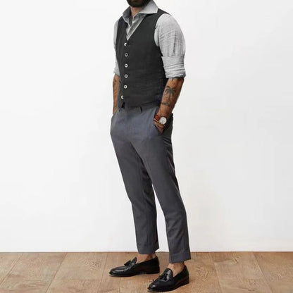 Brit & Boho™️ | Ashton - Men's Slim Cotton-Linen Vest Brit & Boho | Fashion & Boutique