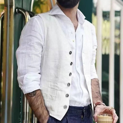 Brit & Boho™️ | Ashton - Men's Slim Cotton-Linen Vest Brit & Boho | Fashion & Boutique