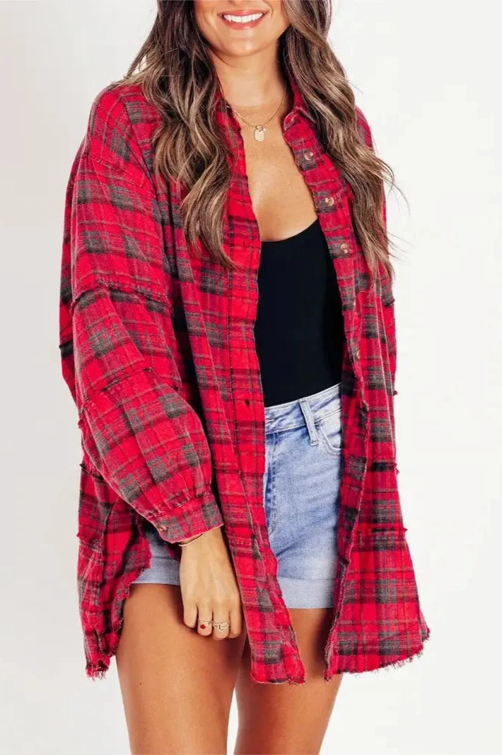 Brit & Boho™️ I Down Plaid Funnel Shirt Brit & Boho | Fashion & Boutique