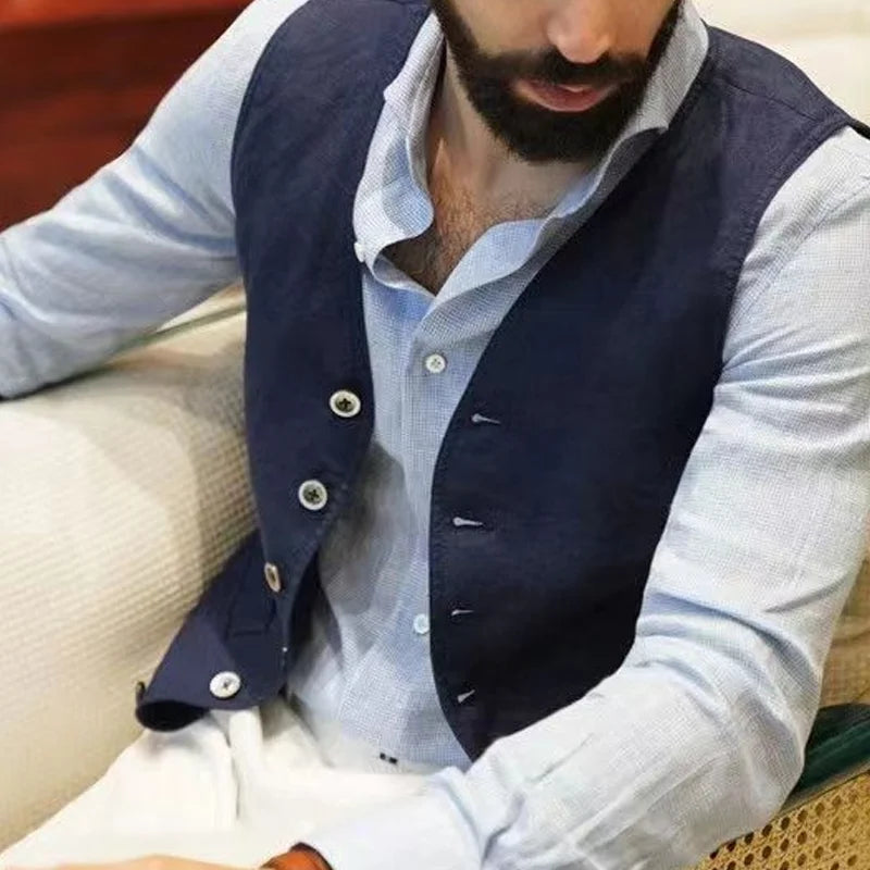 Brit & Boho™️ | Ashton - Men's Slim Cotton-Linen Vest Brit & Boho | Fashion & Boutique