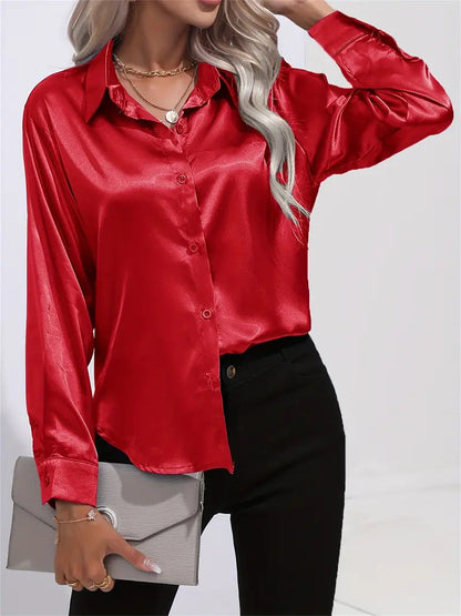 Brit & Boho™ I Sam Lapel-collar Satin Shirt Brit & Boho | Fashion & Boutique