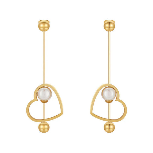 Brit & Boho™ I 18K Gold Titanium Steel Heart-shaped Peach Earrings Brit & Boho | Fashion & Boutique