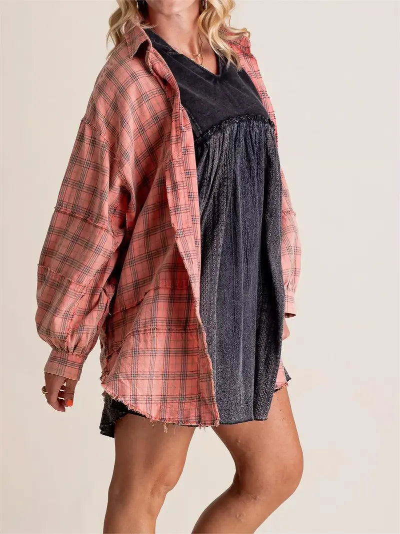 Brit & Boho™️ I Down Plaid Funnel Shirt Brit & Boho | Fashion & Boutique