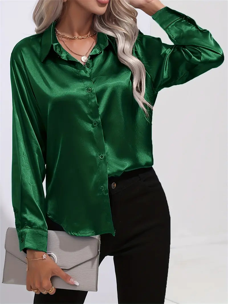 Brit & Boho™ I Sam Lapel-collar Satin Shirt Brit & Boho | Fashion & Boutique