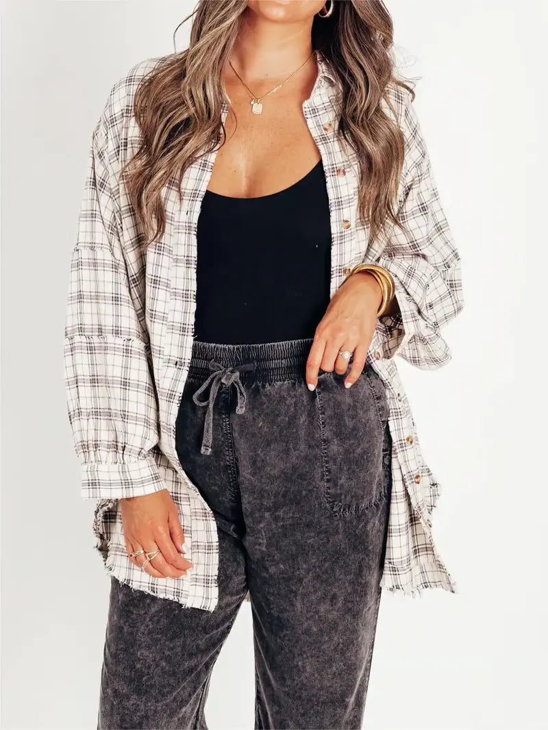 Brit & Boho™️ I Down Plaid Funnel Shirt Brit & Boho | Fashion & Boutique