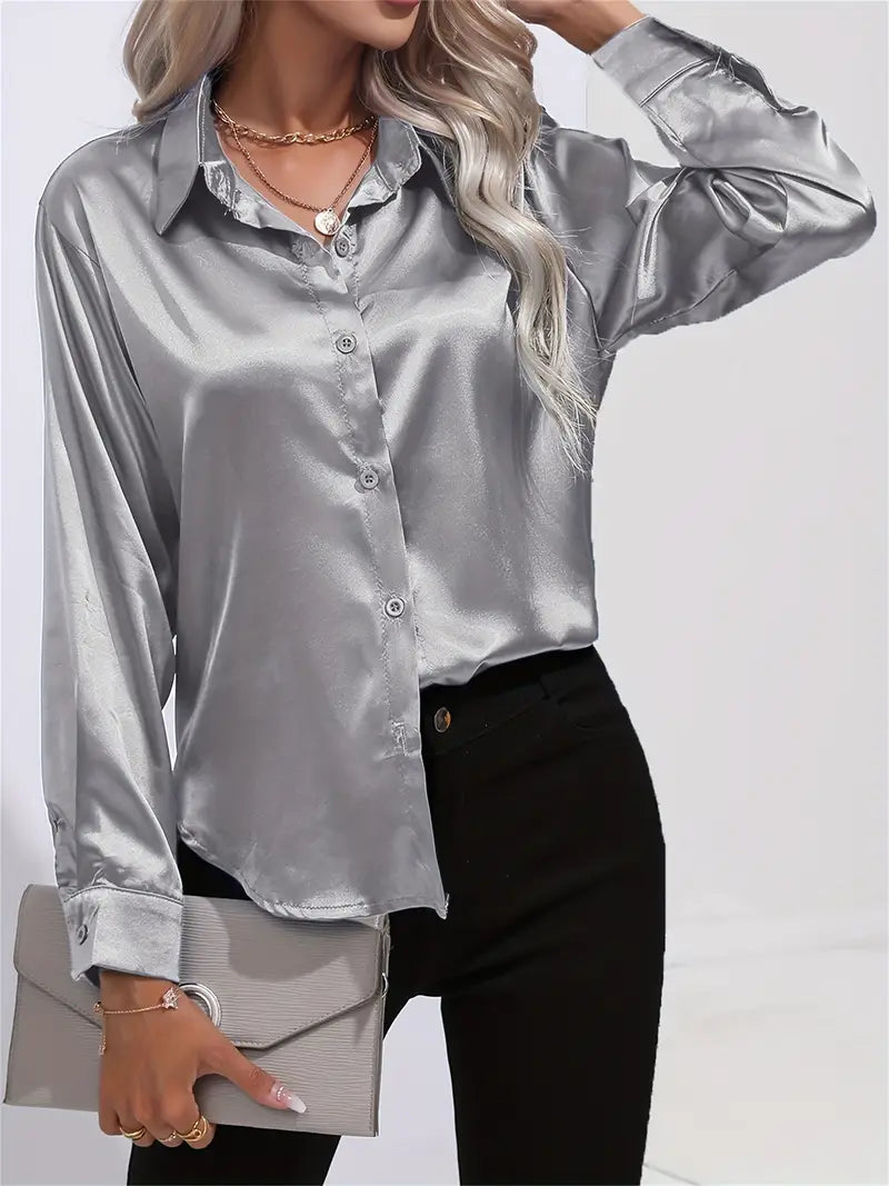 Brit & Boho™ I Sam Lapel-collar Satin Shirt Brit & Boho | Fashion & Boutique