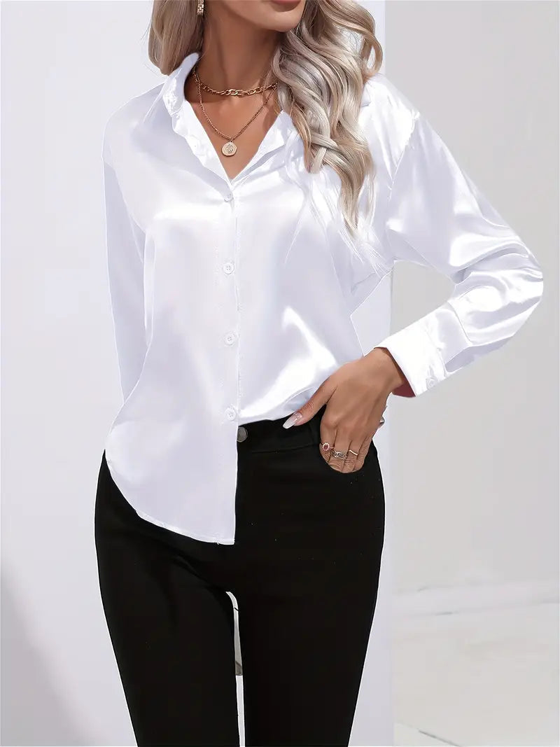 Brit & Boho™ I Sam Lapel-collar Satin Shirt Brit & Boho | Fashion & Boutique