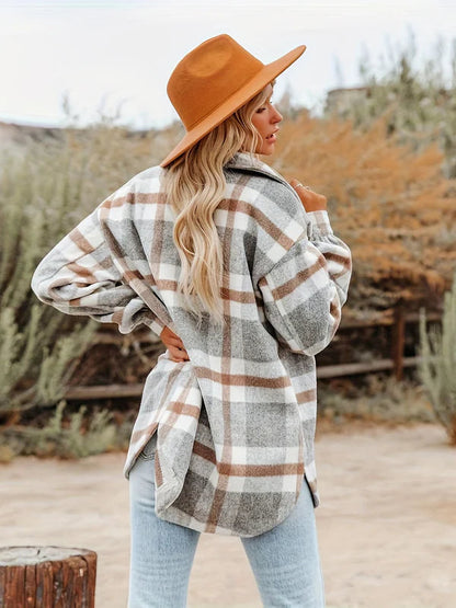Brit & Boho™ | Vivian Loose and Thick Checked Wool Jacket Brit & Boho | Fashion & Boutique