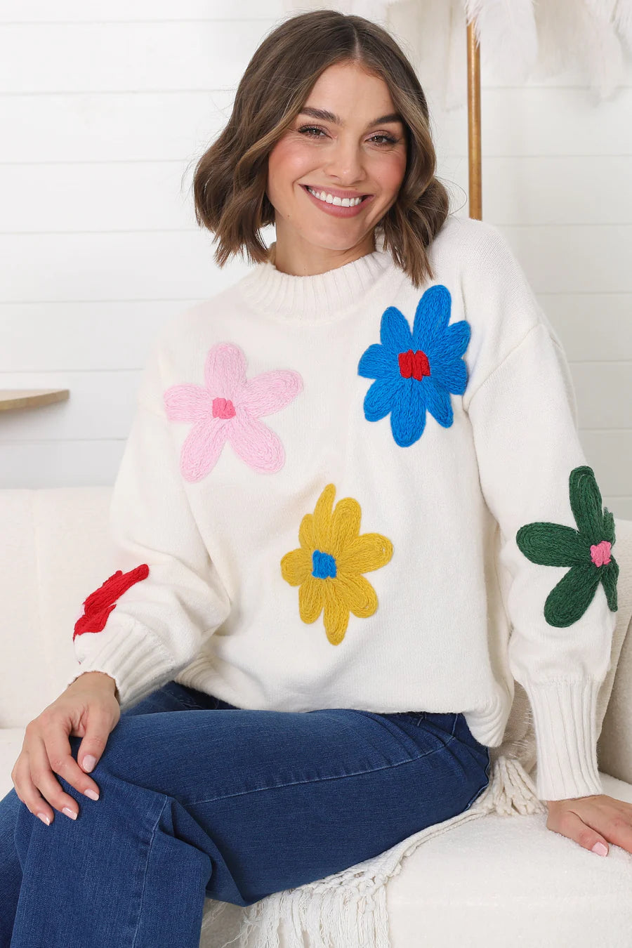 Brit & Boho™ | Priscilla Modern floral sweater Brit & Boho | Fashion & Boutique