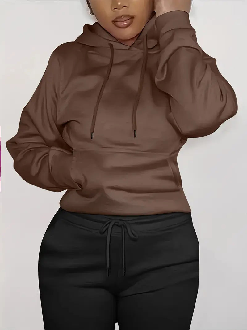 Brit & Boho™ I Keisha Solid Kangaroo Pocket Hoodie Without Pants Brit & Boho | Fashion & Boutique