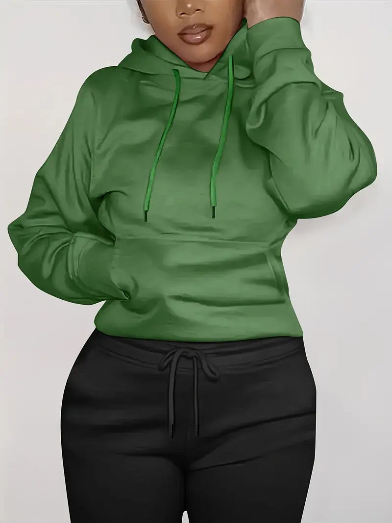 Brit & Boho™ I Keisha Solid Kangaroo Pocket Hoodie Without Pants Brit & Boho | Fashion & Boutique