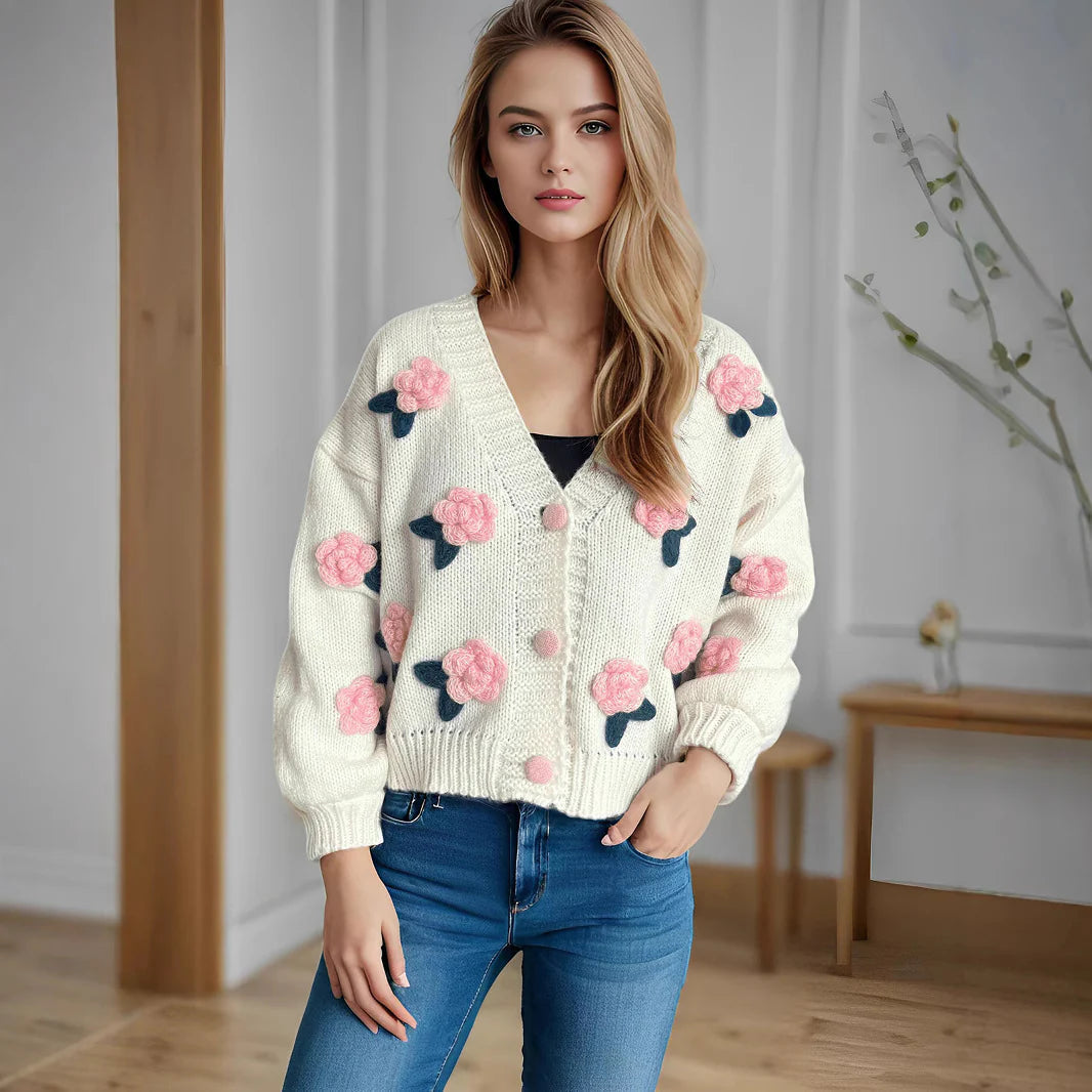 Brit & Boho™ | Margot 3D Flower Applique detailing Sweaters Brit & Boho | Fashion & Boutique