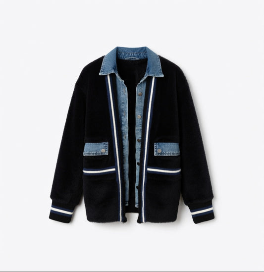 Brit & Boho™ | Amira Denim Patchwork Cardigan