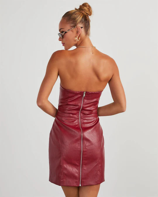 Brit & Boho™ I Hayley Faux Leather Strapless Mini Dress Brit & Boho | Fashion & Boutique