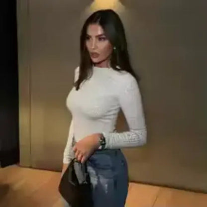 Brit & Boho™ I Mira Embellished Long Sleeves Fitted Top Brit & Boho | Fashion & Boutique