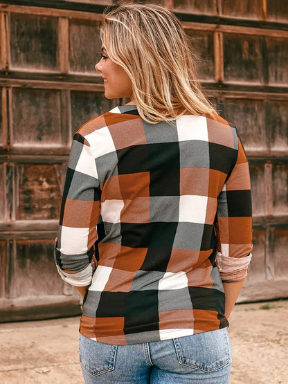 Brit & Boho™ I Dally Plaid Color Block Blouse Brit & Boho | Fashion & Boutique