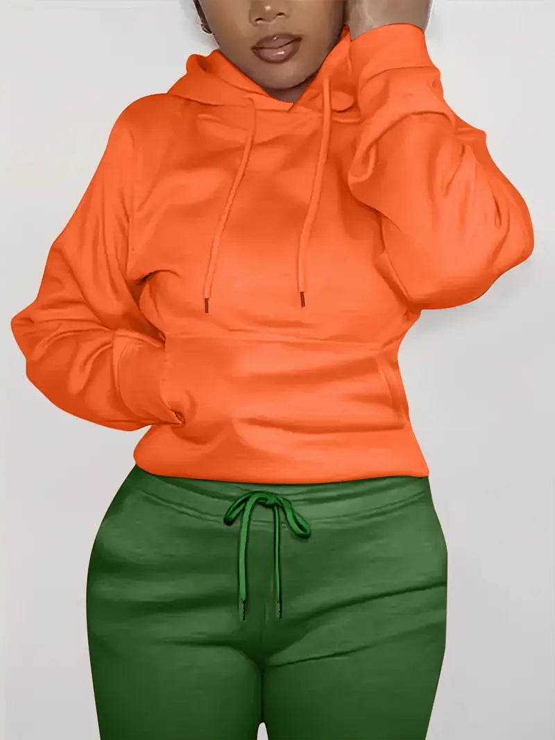 Brit & Boho™ I Keisha Solid Kangaroo Pocket Hoodie Without Pants Brit & Boho | Fashion & Boutique