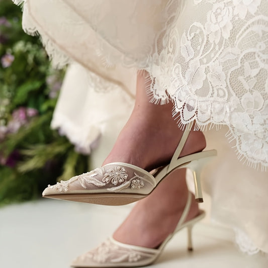 Charlotte Bloom Slingback Heels