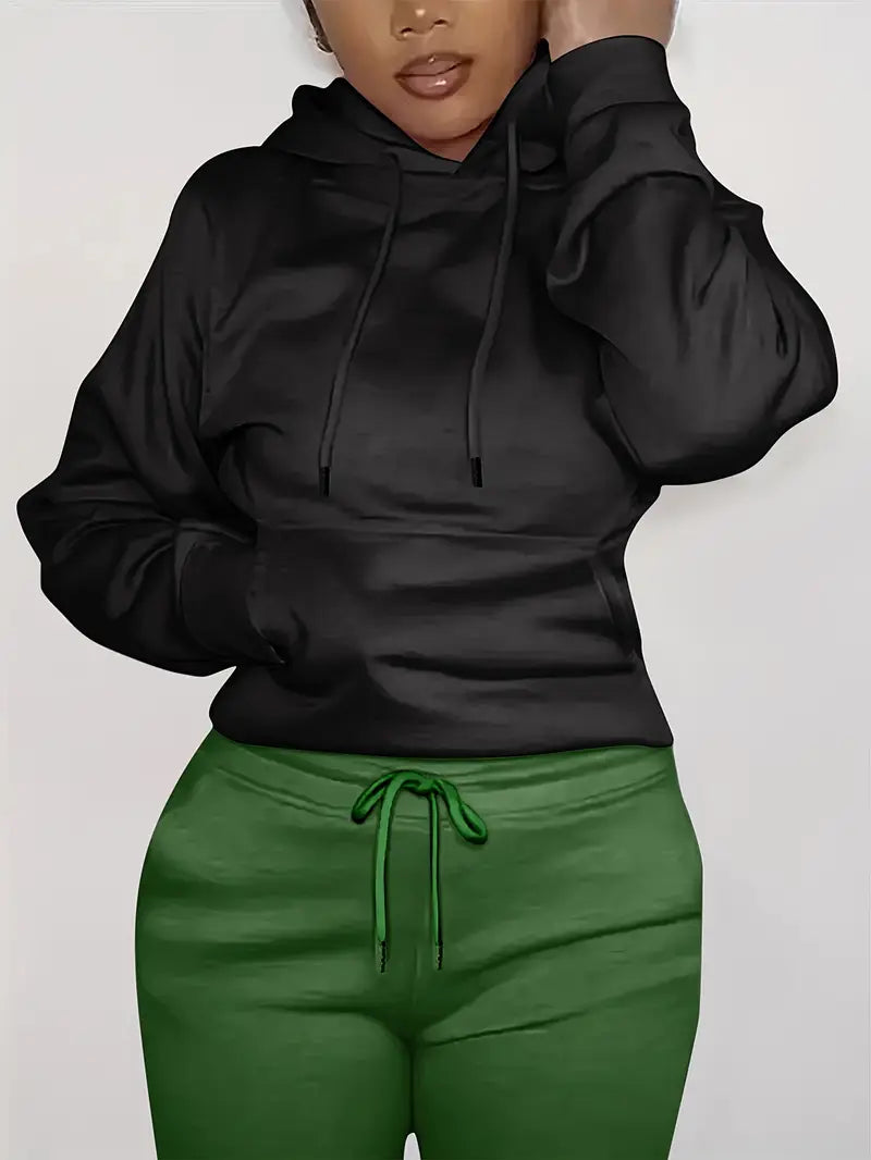 Brit & Boho™ I Keisha Solid Kangaroo Pocket Hoodie Without Pants Brit & Boho | Fashion & Boutique