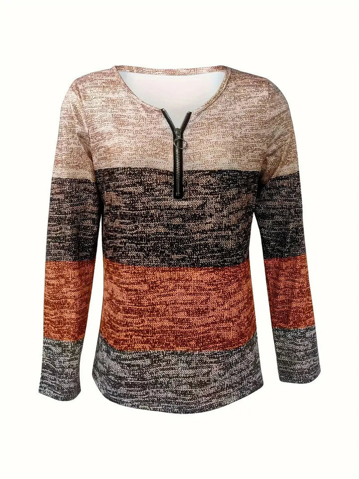 Brit & Boho™ I Marites Color Block Quarter Zip T-Shirt Brit & Boho | Fashion & Boutique