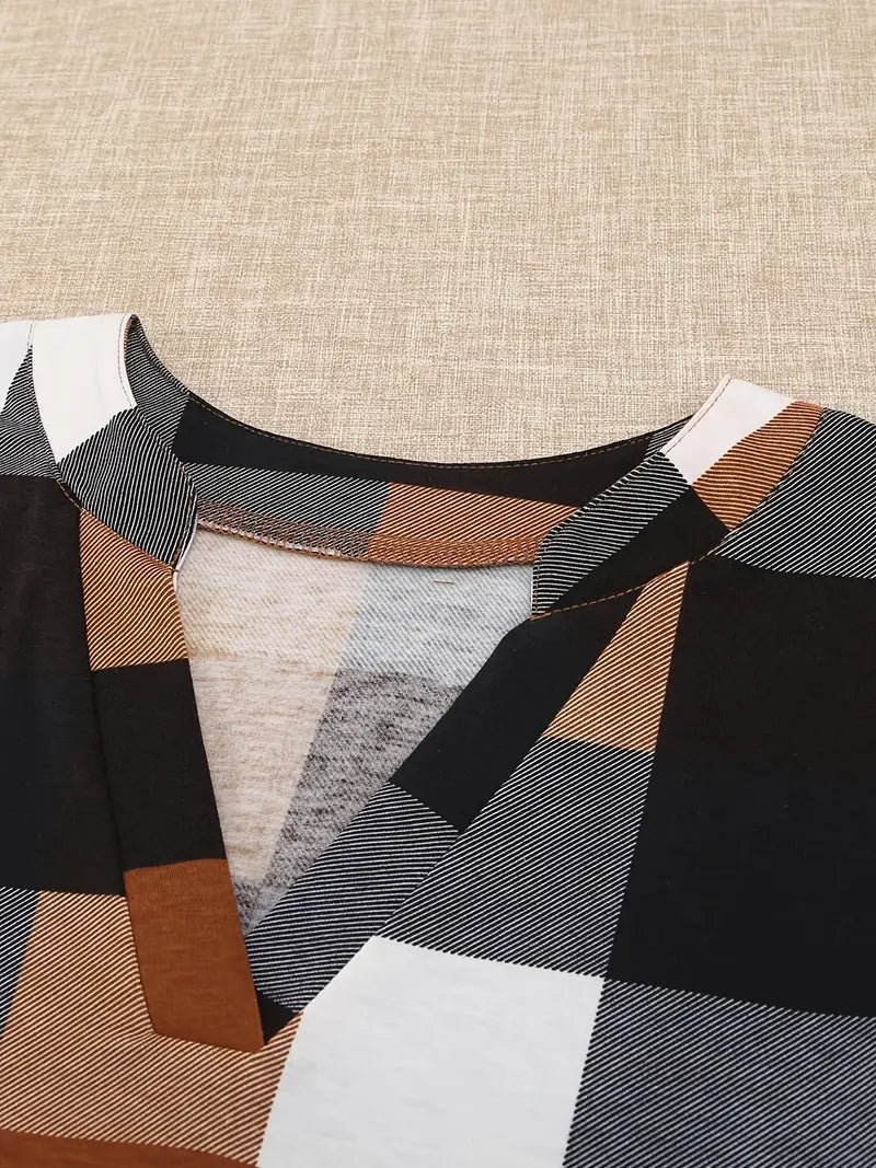 Brit & Boho™ I Dally Plaid Color Block Blouse Brit & Boho | Fashion & Boutique