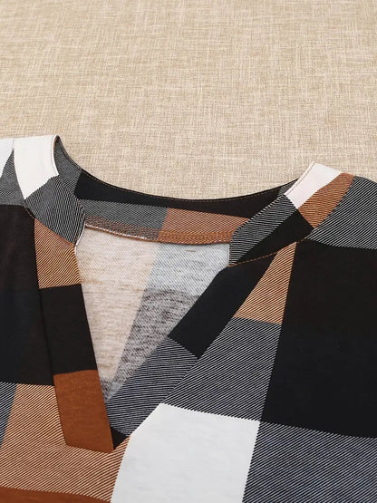 Brit & Boho™ I Dally Plaid Color Block Blouse Brit & Boho | Fashion & Boutique