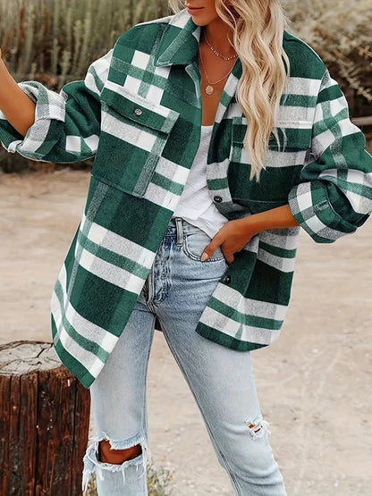 Brit & Boho™ | Vivian Loose and Thick Checked Wool Jacket Brit & Boho | Fashion & Boutique