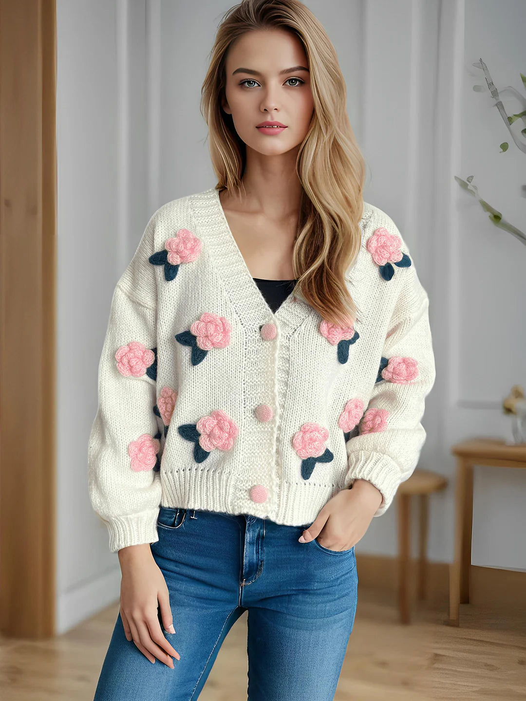 Brit & Boho™ | Margot 3D Flower Applique detailing Sweaters Brit & Boho | Fashion & Boutique